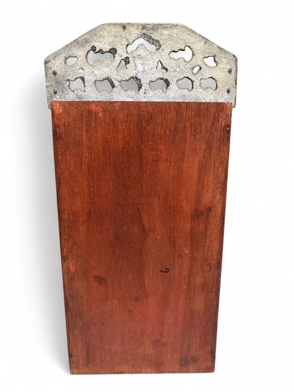 Mail Organizer- Wood & Aluminum, Hand Crafted, Scroll Detail, Vintage 70's